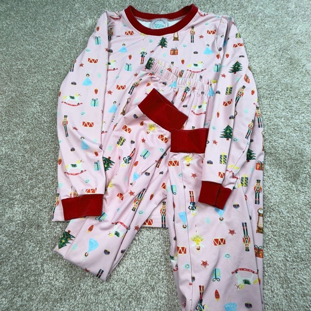 Southern Smocked Company Kids Pink Nutcracker Christmas Pajama Set Size 8